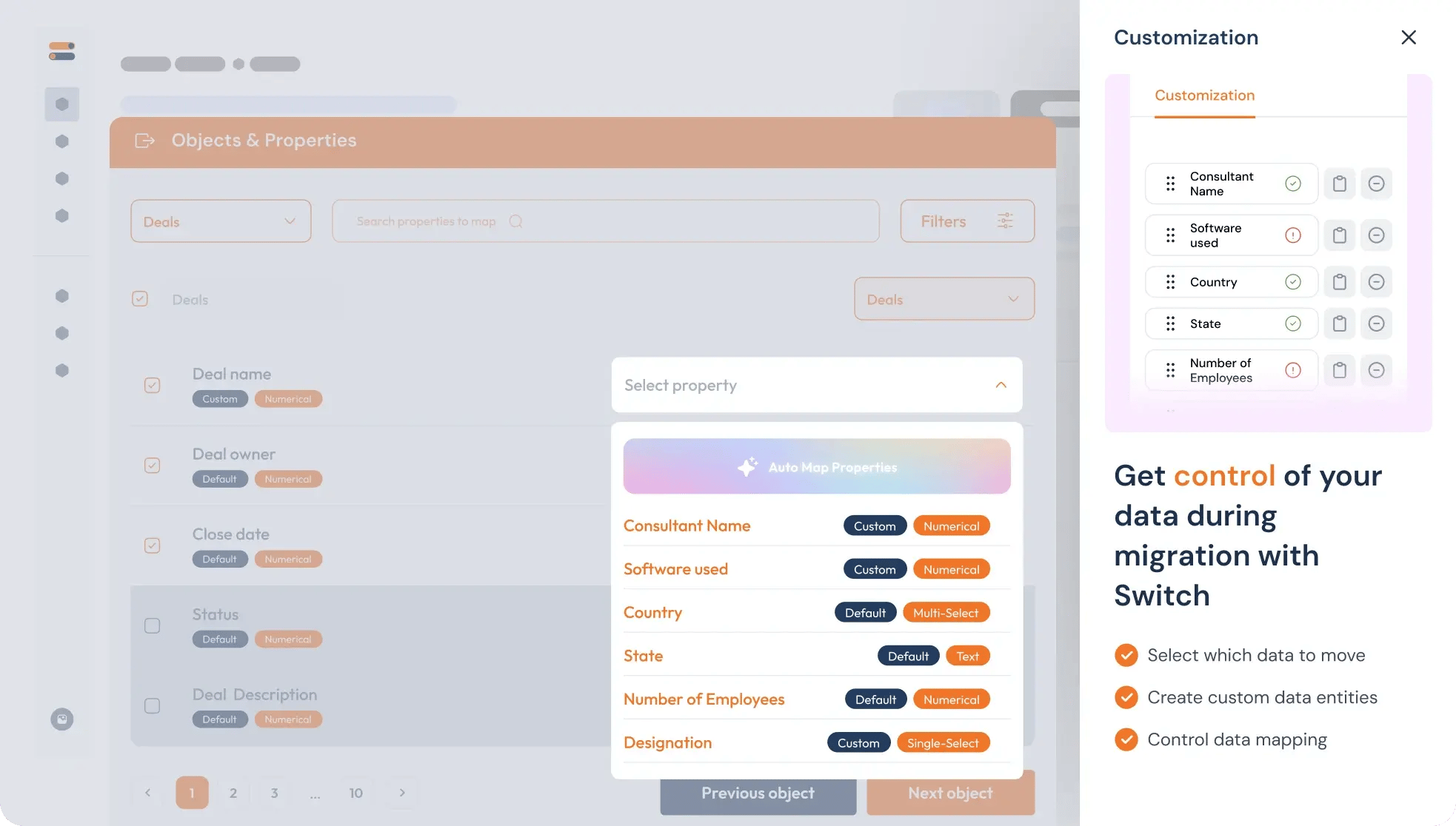 Create users, objects and properties