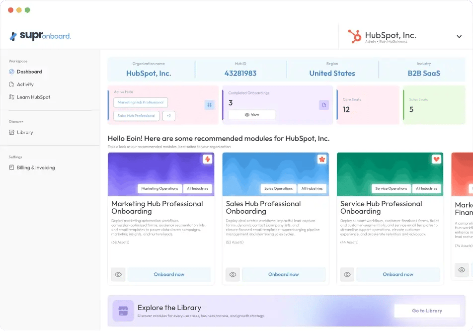 HubSpot Onboardings at Startup speed