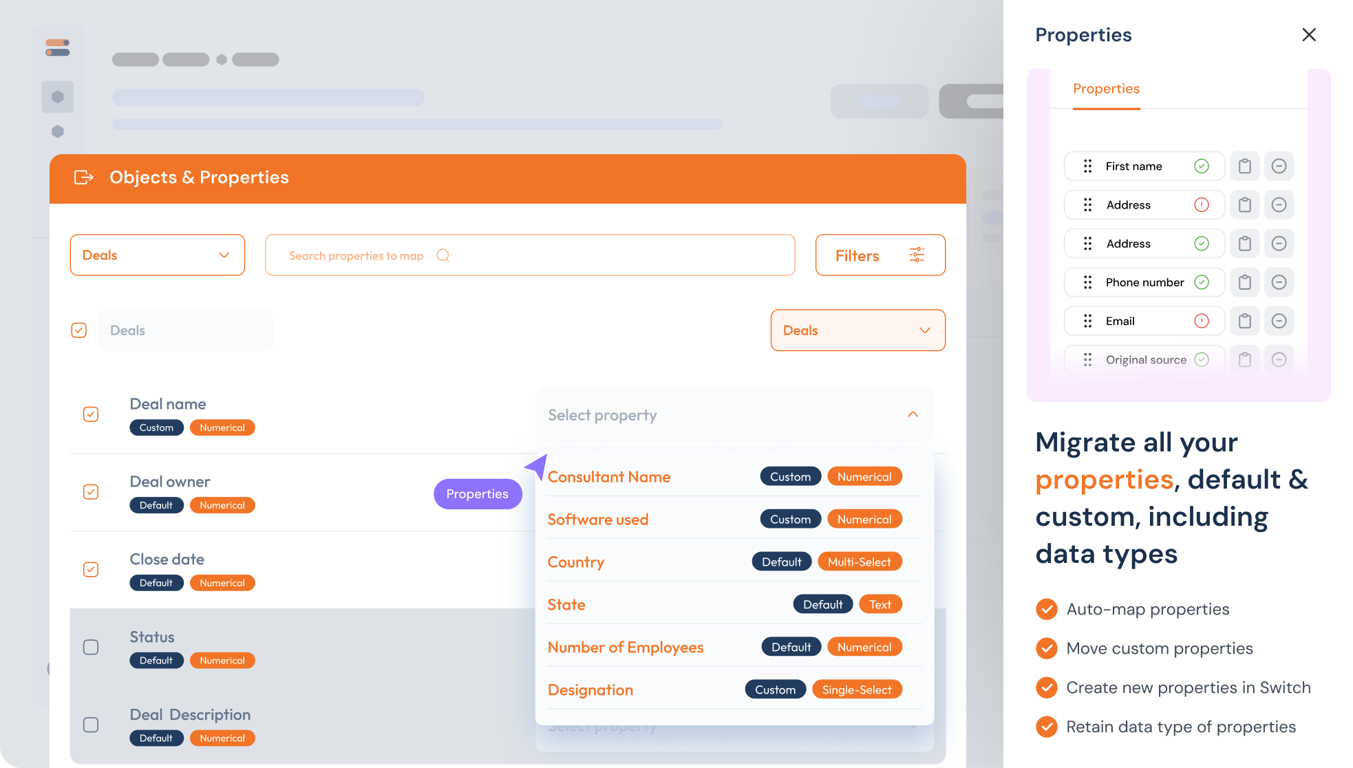 Map and move properties