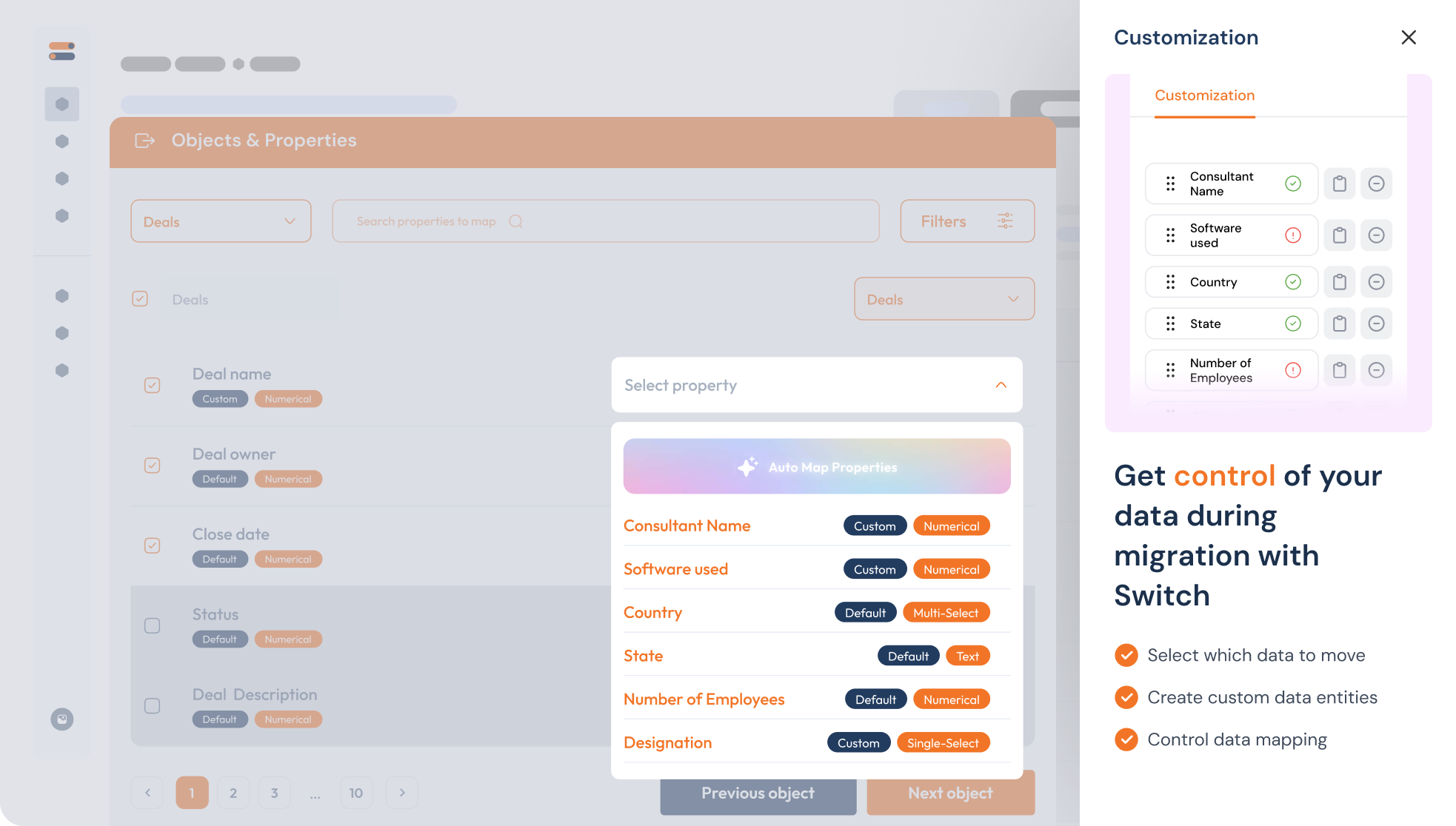 Create users, objects and properties